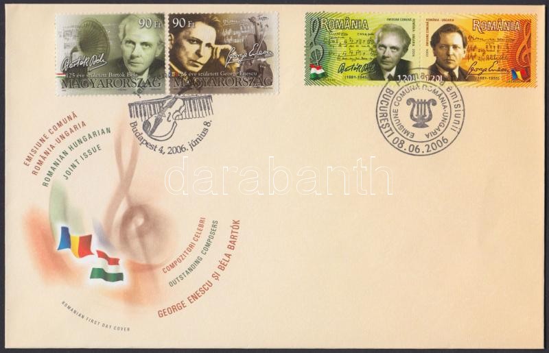 Bartok - Enescu Hungary and Romania common issue stamps FDC, Bartók - Enescu Magyar-Román közös kiadású bélyegek FDC-n