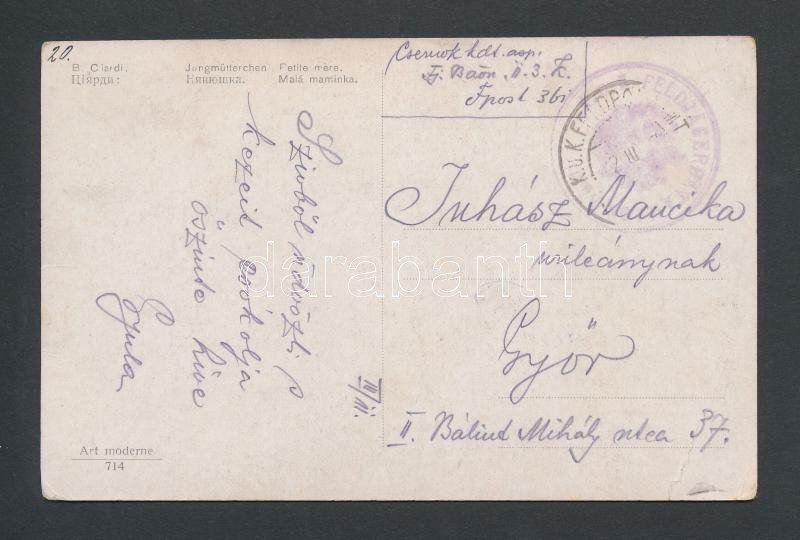 ~1917 Tábori posta képeslap &quot;K.u.k. FELDJÄGERENT&quot;, Austria-Hungary Field postcard