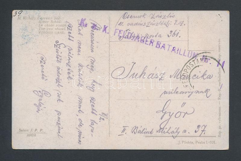Austria-Hungary Field postcard, Tábori posta képeslap &quot;K.u.k. FELDJÄGER BATAILLON Nr.11.&quot;