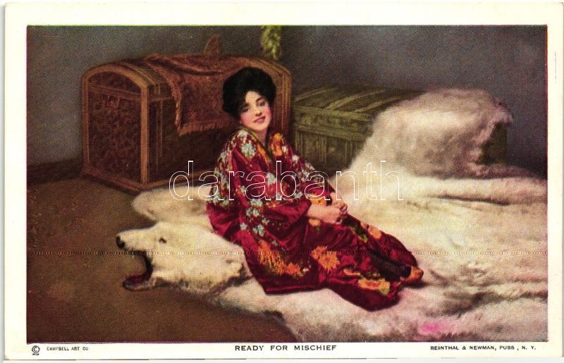 Ready for Mischief / Asian lady, Reinthal & Newman N.Y. No. 104. (cut), 'Készen a csínyre', Reinthal & Newman N.Y. No. 104. (vágott)