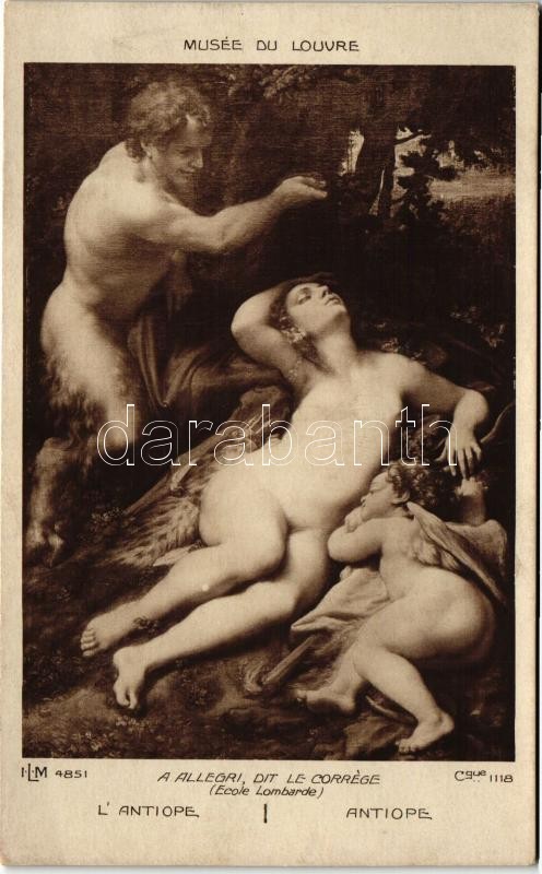 Antiope / Erotic nude art postcard s: A. Allegri, Erotikus meztelen művészeti képeslap, s: A. Allegri