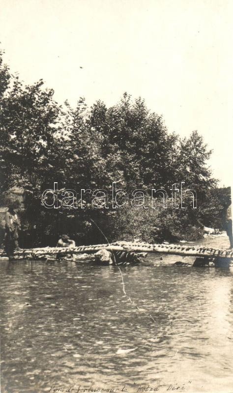 Kotza Ntere (Macedonia) Pont de fortune / temporary bridge, photo by a French soldier, WWI military