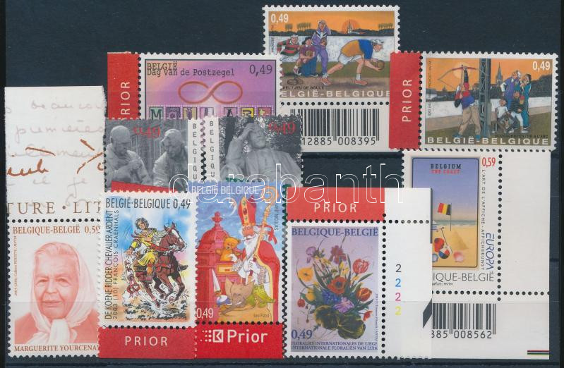 10 klf bélyeg, közte teljes sorok, ívszéli és ívsarki értékek, 10 stamps