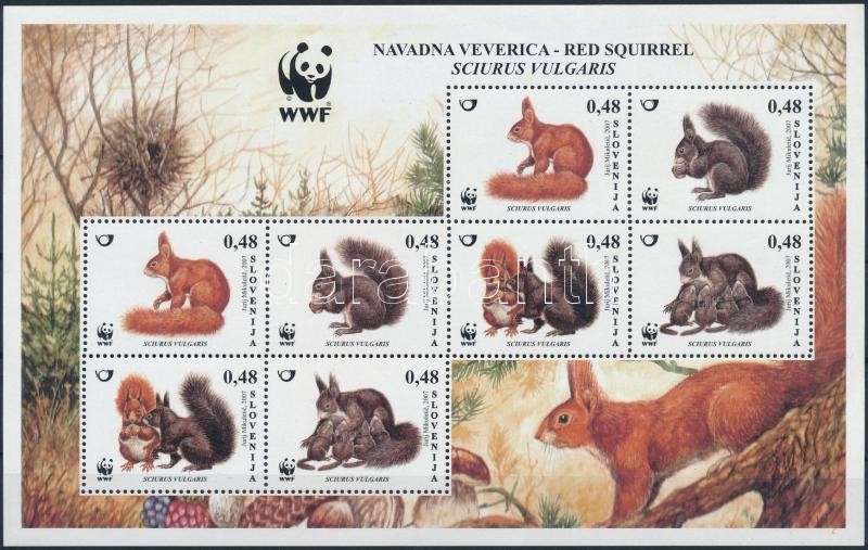 WWF: Európai vörös mókus kisív, WWF: European red squirrel minisheet