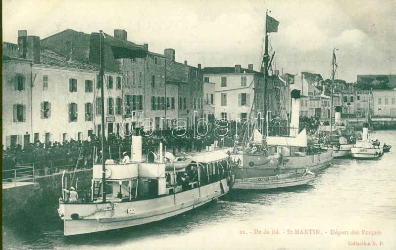 Ile de Ré, Saint-Martin-de-Ré, Depart des Forcats / Departure of the Convicts, port, steamships