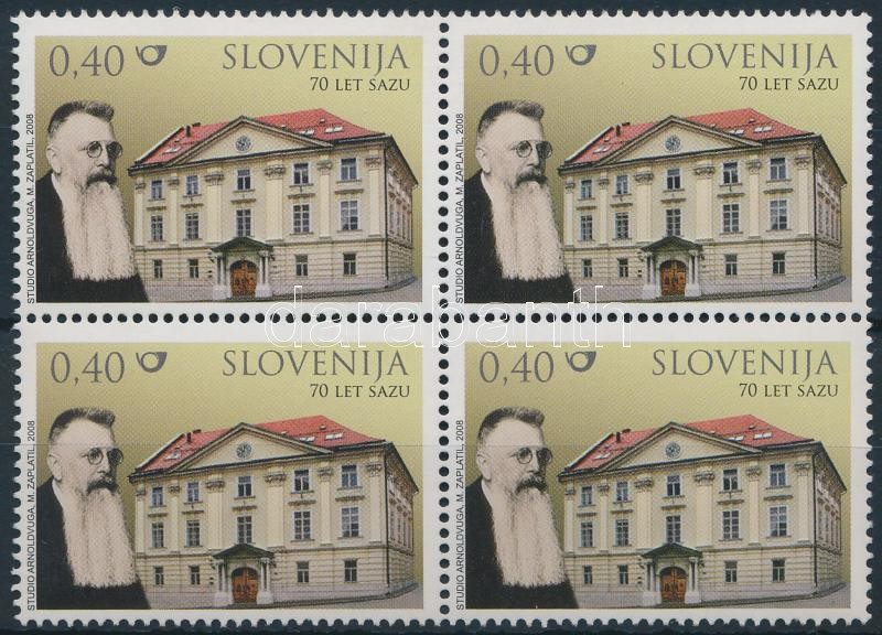 70th anniversary of Slovenian Academy of Sciences and Arts block of 4, 70 éves Szlovén Tudományos és Művészeti Akadémia négyes tömb