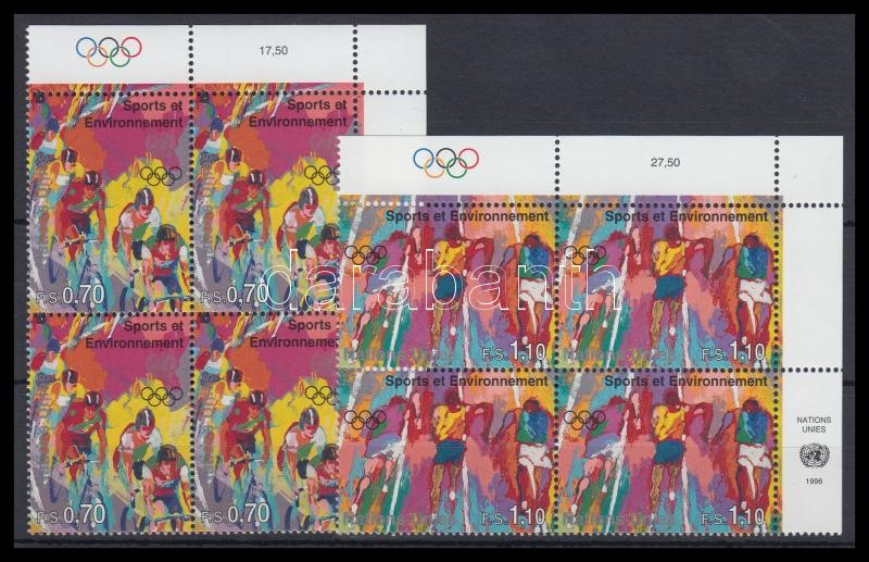 Modern Olympic Games set in corner blocks of 4, 100 évesek az újkori olimpiai játékok sor ívsarki négyestömbökben