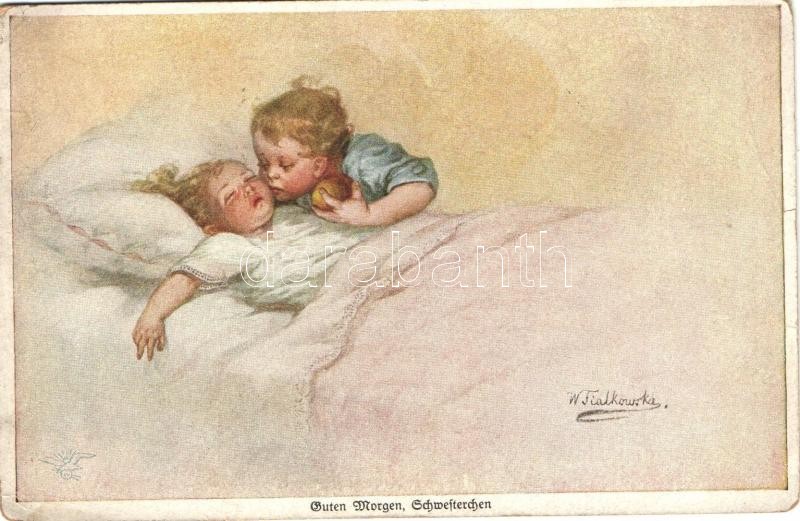 'Guten Morgen, Schwesterchen', Wohlgemuth & Lissner, Geschwisterliebe No. 1122. s: W. Fialkowska / 'Good morning, little sister' Wohlgemuth & Lissner, Geschwisterliebe No. 1122. s: W. Fialkowska, 'Jó reggelt kishúgom', Wohlgemuth & Lissner, Geschwisterliebe No. 1122. s: W. Fialkowska