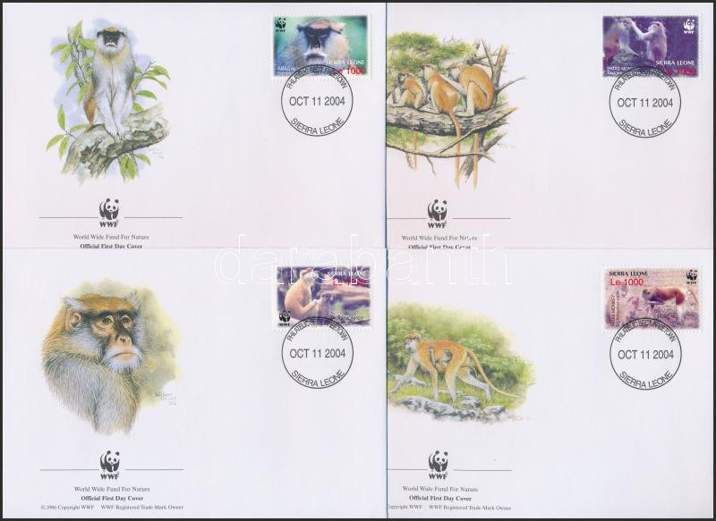 WWF Monkies set 4 FDC, WWF: Majmok sor 4 db FDC-n