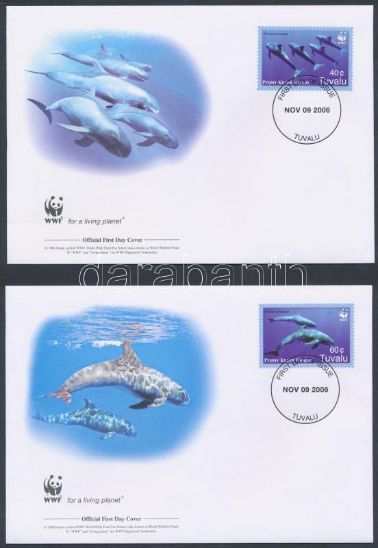 WWF Pygmy killer whales set 4 FDC, WWF: Törpe kardszárnyú delfinek sor 4 db FDC-n