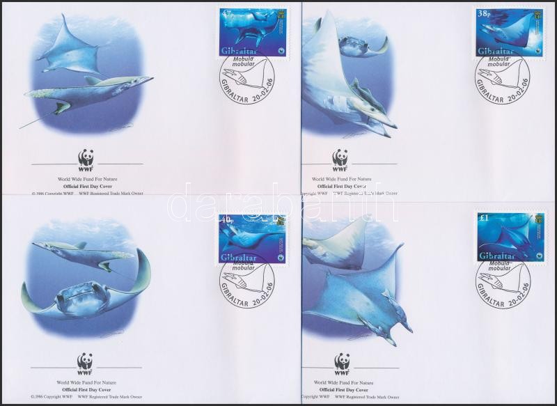 WWF Giant skate set 4 FDC, WWF: Óriás rája sor 4 db FDC-n