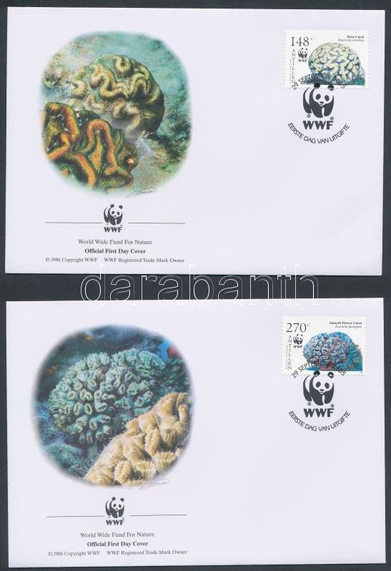 WWF Corals set 4 FDC, WWF: Korallok sor 4 db FDC-n
