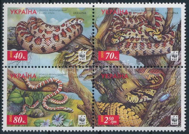 WWF Leopard snake block of 4, WWF leopárdsikló négyestömb