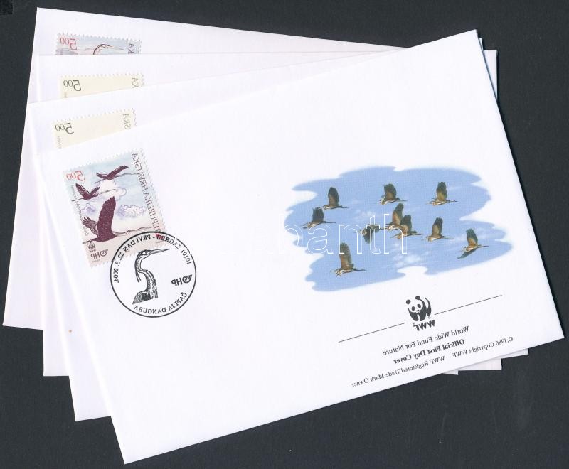 WWF: Vörös gém sor 4 db FDC-n, WWF Red boom set 4 FDC