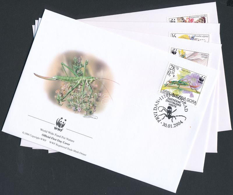 WWF Insects set 4 FDC, WWF: rovarok sor 4 db FDC-n