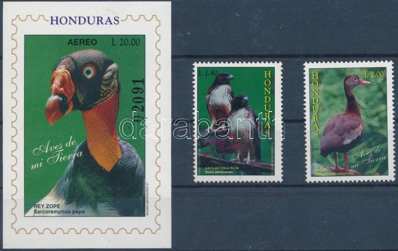 Birds 2 stamps + block, Madár 2 érték + blokk