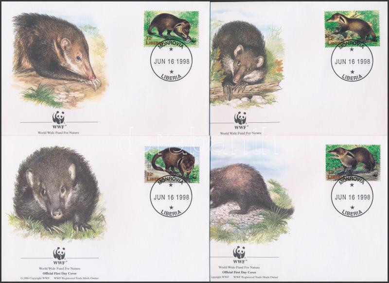 WWF Meerkat set 4 FDC, WWF Manguszta sor 4 db FDC-n