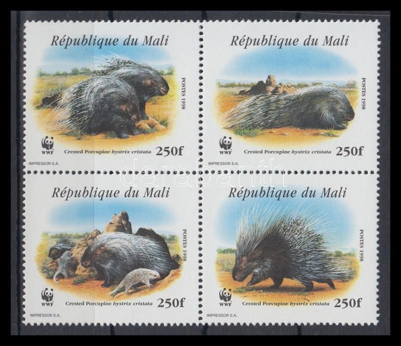 WWF Észak-afrikai tarajos sül négyestömb, WWF North African porcupine block of 4