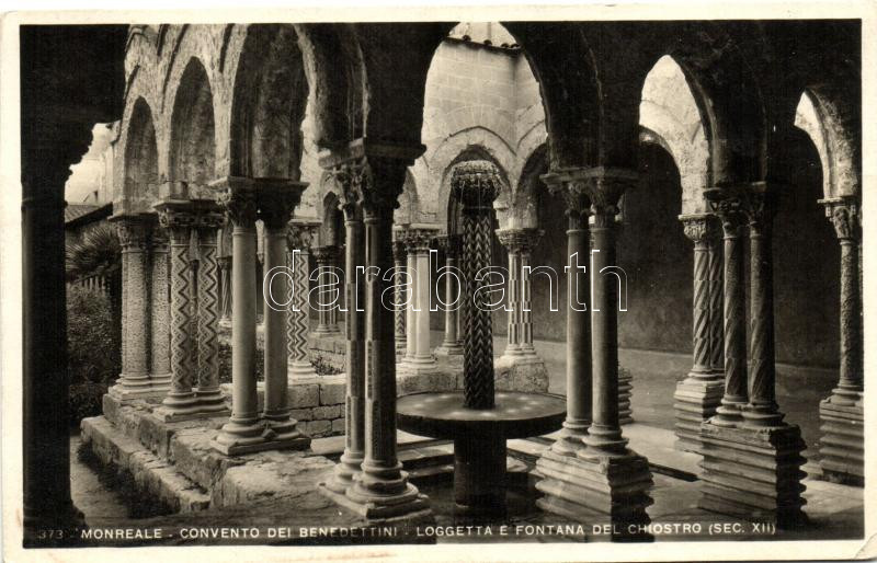 Monreale, Convento dei Benedettini, Loggetta e Fontana del Chiostro