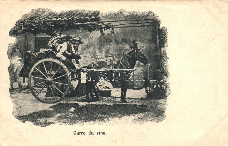 Carro di vino / Italian folklore, wine cart (wet damage), Olasz folklór, boroskocsi (wet damage)