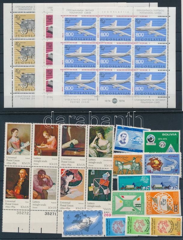 1974-1975 25 stamps + 1 block + 3 mini sheets, 1974-1975 25 klf bélyeg, benne összefüggések + 1 blokk + 3 klf kisív