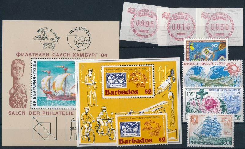 1983-1984 UPU Kongresszus 8 klf bélyeg + 2 klf blokk, 1983-1984 UPU Congress 8 stamps + 2 blocks