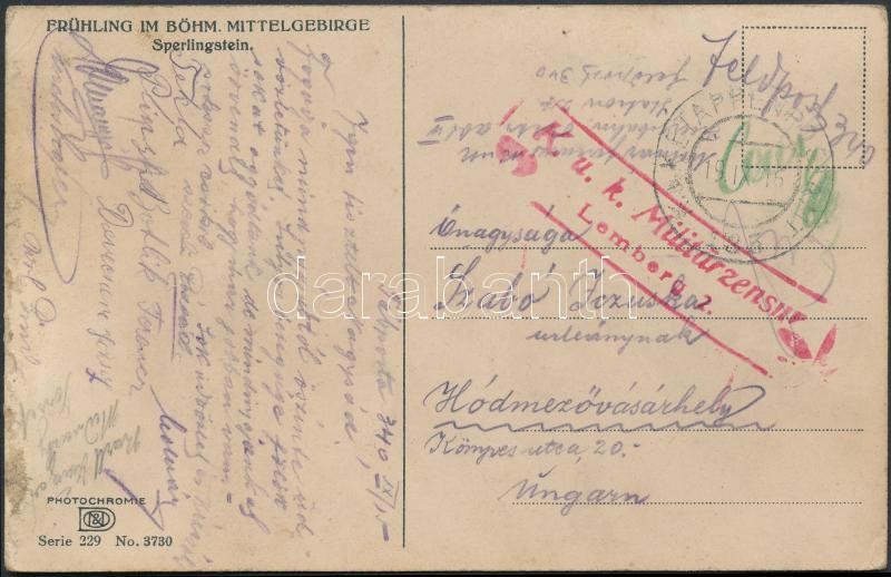 Tábori posta képeslap &quot;K.u.k. Militärzensur Lemberg 2.&quot;, Field postcard &quot;K.u.k. Militärzensur Lemberg 2.&quot;