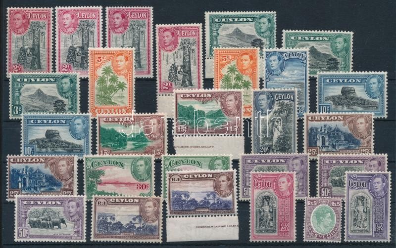 1938-1947 Forgalmi sor típusváltozatokkal, összesen 27 bélyeg, 1938-1947 Definitive set with type varieties, 27 stamps