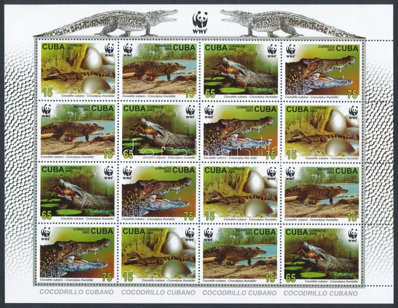 WWF Cuban crocodile mini sheet, WWF: Kubai krokodil kisív
