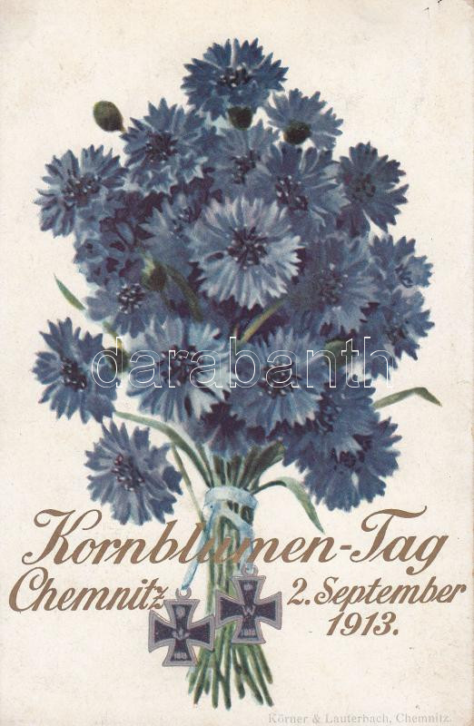 Chemnitz, Kornblumen-Tag,1913 sept. 2., advertisement, Reklám, virág, Chemnitz, Kornblumen-Tag,1913 sept. 2.