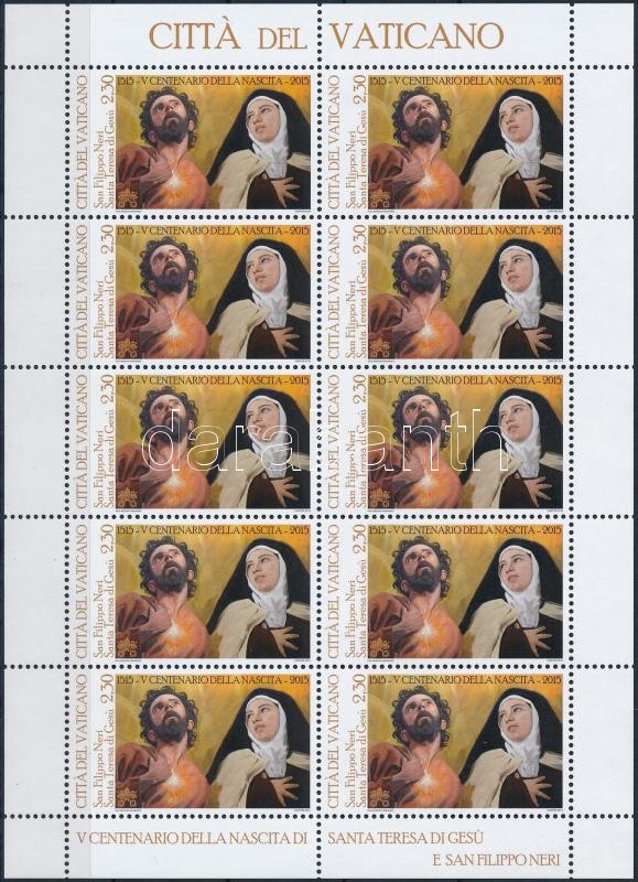 Philip Neri and St. Teresa of Avila mini sheet, Néri Szent Fülöp és Avilai Szent Teréz kisív