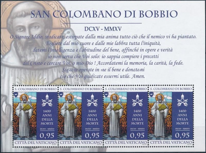 Szent Kolumbusz halálának 1500. évfordulója kisív, 1500th anniversary of St Christopher Columbus's death mini sheet