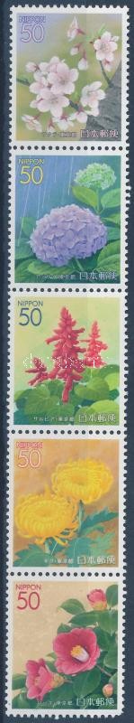 Tokyo Prefecture: Flowers stripe of 5, Tokió prefektúra: Virágok ötöscsík