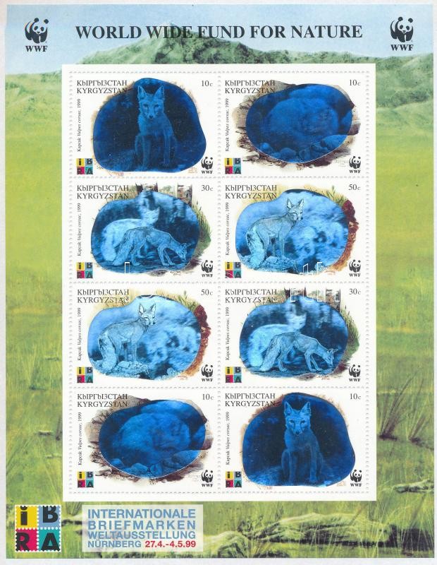 WWF Wolves - IBRA '99 Stamp Exhibition hologramic mini sheet, WWF Rókák - IBRA '99 Bélyegkiállítás hologrammos kisív