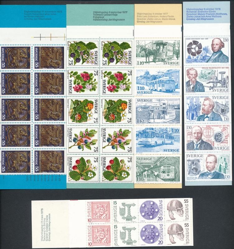 1975-1977 5 db klf bélyegfüzet, 5 stamp-booklets