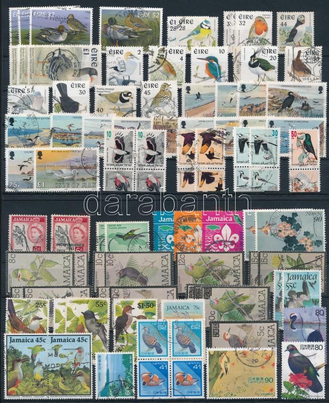 Birds 86 stamps, Madár motívum 86 db bélyeg 2 stecklapon