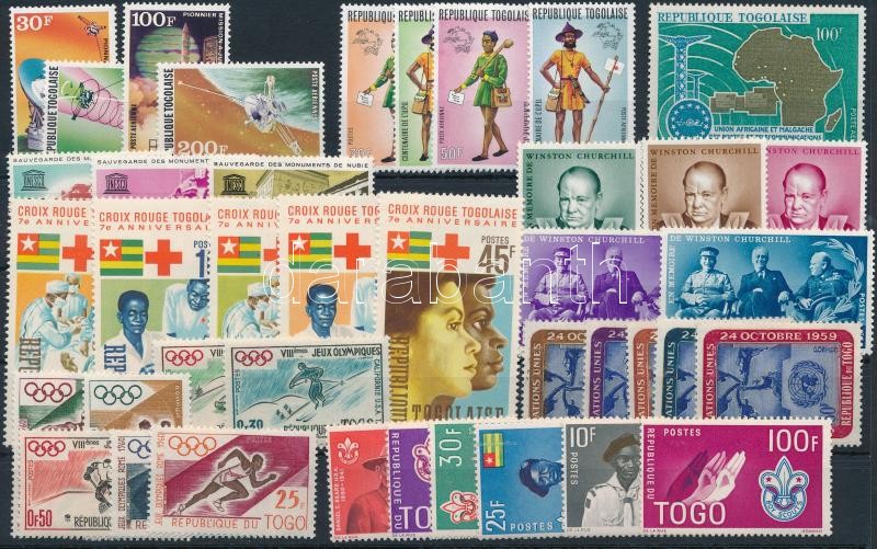 Togo 1959-1974 40 klf bélyeg, közte sorok, Togo 1959-1974 40 diff stamps with sets