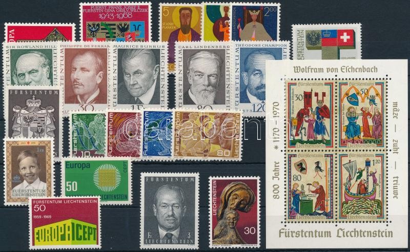 1968-1970 21 stamps + 1 block, 1968-1970 21 klf bélyeg + 1 blokk