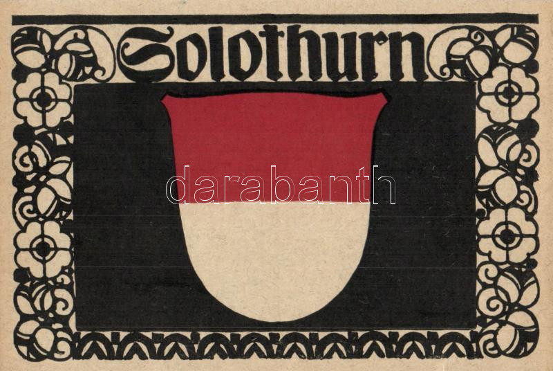 Solothurn; coat of arms, Entwurf von Paul Hosch und Hans Melching, Schweizer Werkstätten Postkarte, Solothurn, címer, tervezte Paul Hosch és Hans Melching