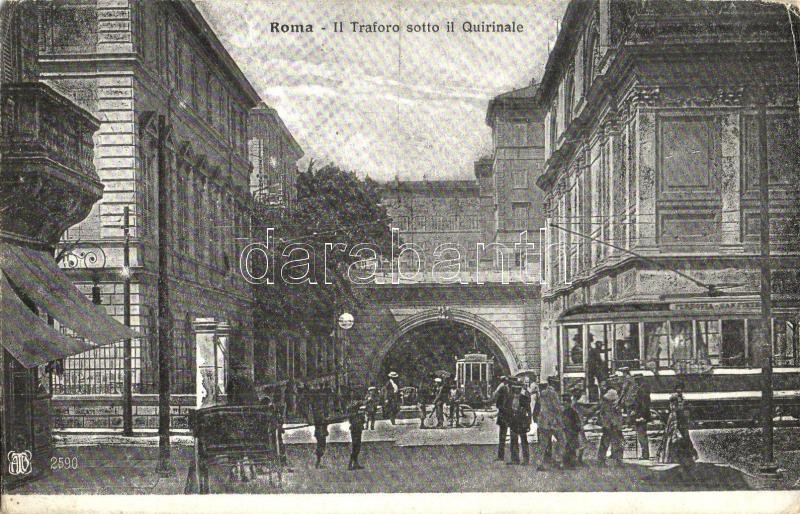 Rome, Roma; Il Traforo sotto il Quirinale /  tram tunnel under the palace, trams