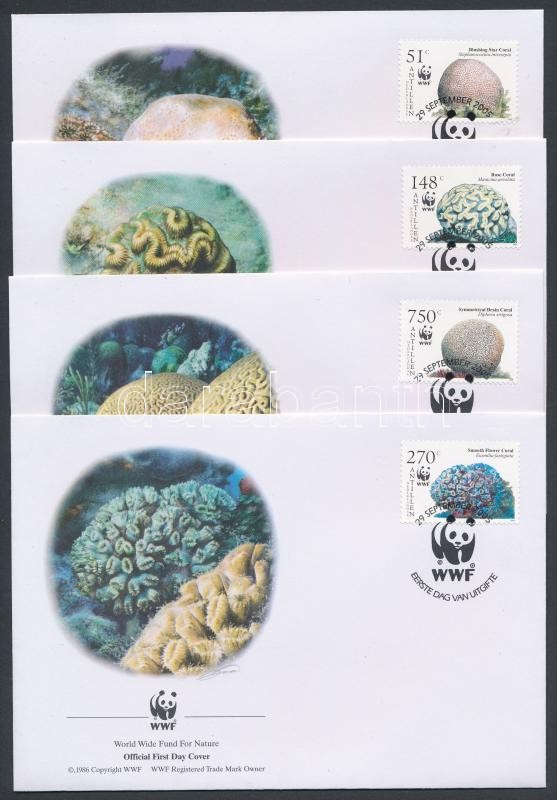 WWF: Corals set 4 FDC, WWF: Korallok sor 4 db FDC-n
