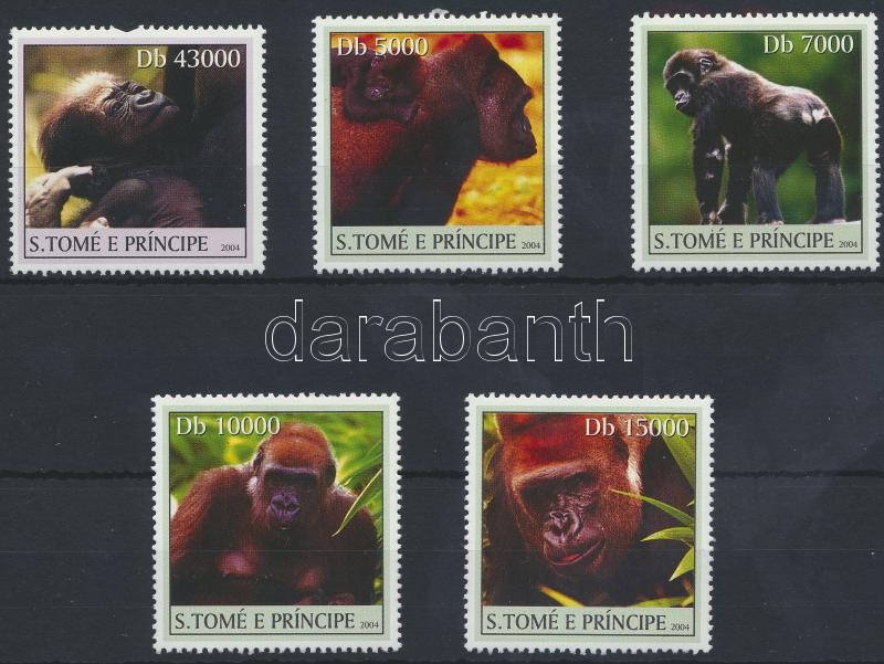 Gorilla sor + blokkból kitépett bélyeg, Gorilla set + stamp from block