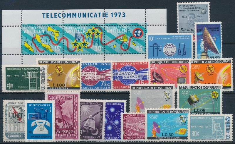 1954-1973 International telecommunication 19 stamps + stripe of 3, 1954-1973 Nemzetközi távközlés motívum 19 klf bélyeg + hármascsík