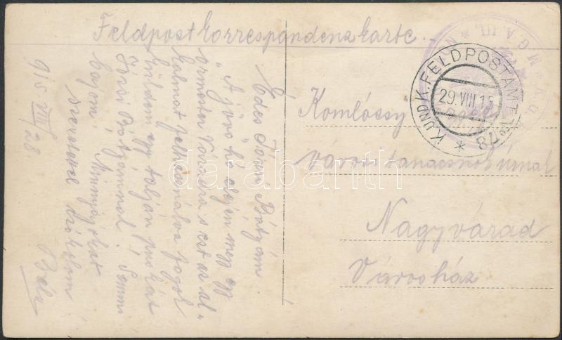 Tábori posta képeslap &quot;K.u.k. IV/37 INFANTBAON M.G.A. III&quot; + &quot;FP 78&quot;, Austria-Hungary Field postcard