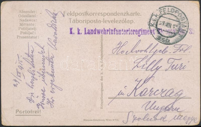 Tábori posta képeslap &quot;K.k. Landwehrinfanterieregiment&quot;, Austria-Hungary Field postcard