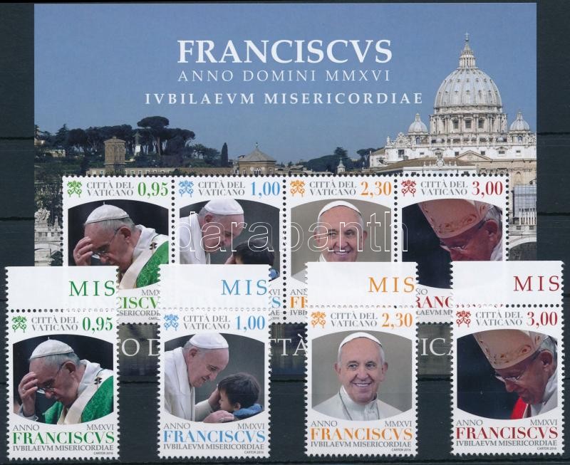Pope Francis margin set + block, Ferenc pápa ívszéli sor + blokk