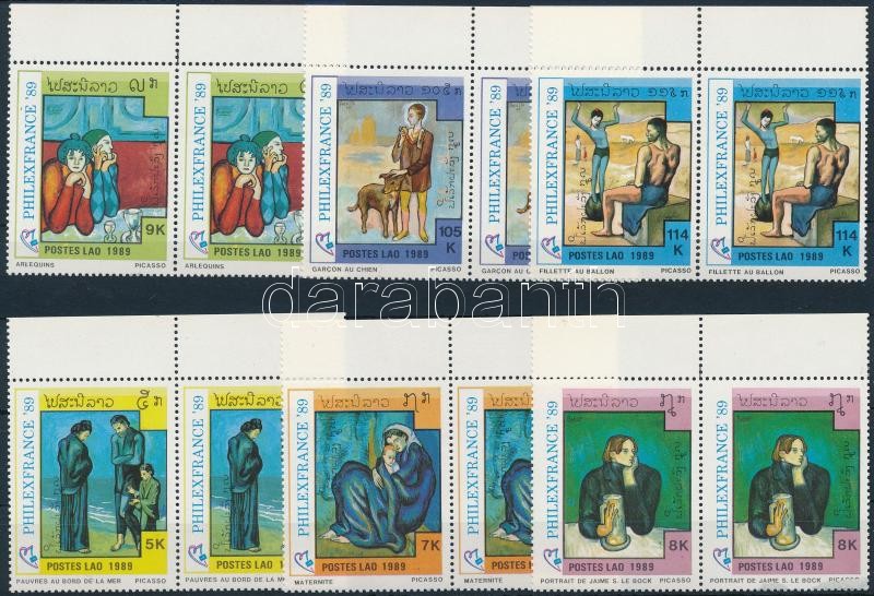 Picasso paintings Philexfrance stamp exhibition set in pairs, Picasso festmények Philexfrance bélyegkiállítás sor párokban