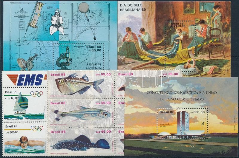 1988-1991 10 db bélyeg, közte összefüggések + 3 klf blokk, 1988-1991 10 stamps + 3 blocks