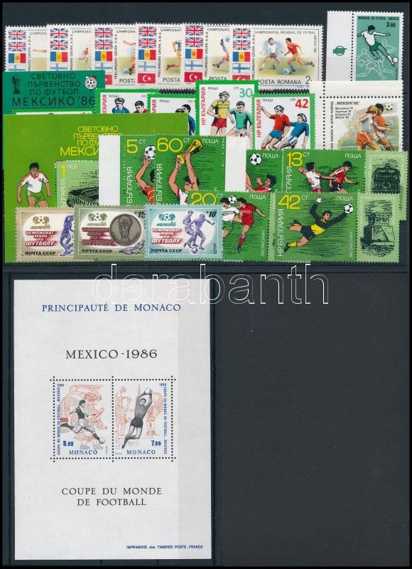 Football World Cup 21 diff stamps + 3 diff blocks from European countries, Labdarúgó VB 1986 motívum 21 klf bélyeg + 3 klf blokk Európa országaiból