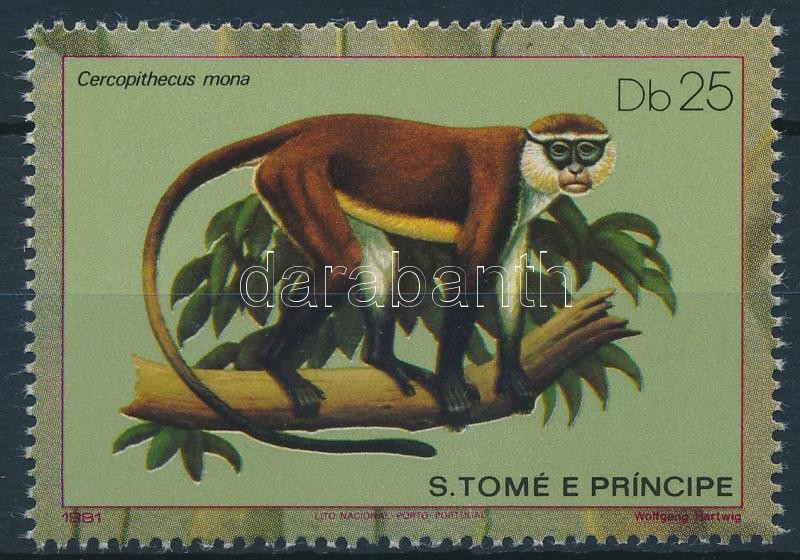 Monkey stamp from block, Majom blokkból kitépett bélyeg